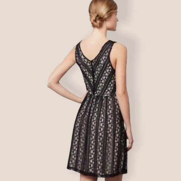 Moulinette Soeurs Anthropologie Black Lace Fit & Flare Cocktail Dress Medium - Picture 12 of 12